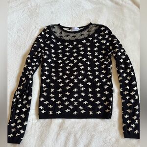 RED Valentino Black and Cream Star Sweater